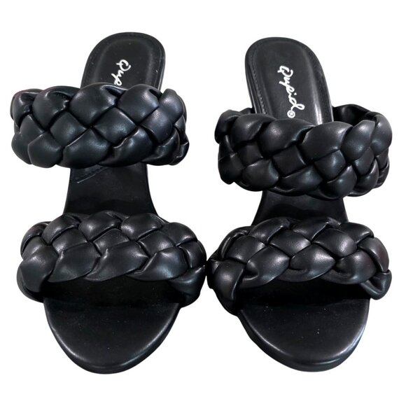 Qupid Womens Black Braided High Heel Sandals 3.5" Heels 8" Length Sz 8 - Picture 7 of 11